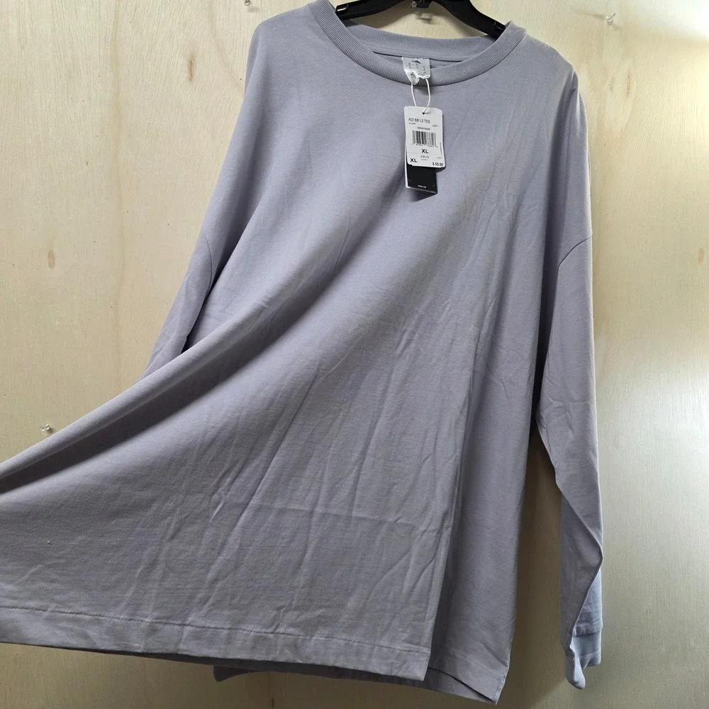 Adidas Basketball Long Sleeve Tee Lavender Purple Oversized Graphic Logo XL NEW